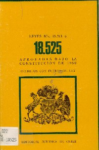 Imagen de la cubierta de Leyes N*18.501 a la 18.525. Aprobadas bajo la constitución de 1980.