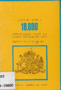Imagen de la cubierta de Leyes Nº 18.576 a la 18.600. Aprobadas bajo la constitución de 1980
