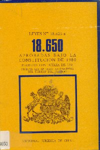Imagen de la cubierta de Leyes Nº18.626 a la 18.650. Aprobadas bajo la constitución de 1980.