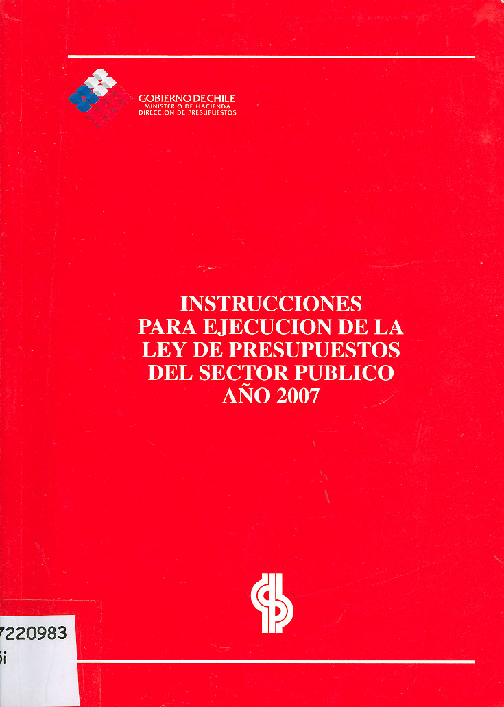 Imagen de la cubierta de Instrucciones para ejecución de la ley de presupuestos del sector público año 2007