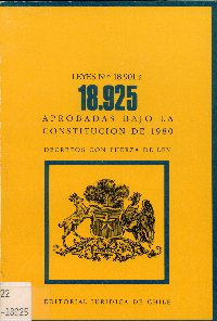 Imagen de la cubierta de Leyes N*18.901 a 18.925. AProbadas bajo la Constitucion de 1980.