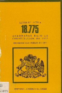 Imagen de la cubierta de Leyes N* 18.751 a la 18.775, aprobadas bajo la constitucion de 1980.