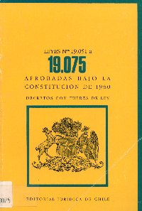 Imagen de la cubierta de Leyes Nº 19.051 a 19.075, aprobadas bajo la constitución de 1980.