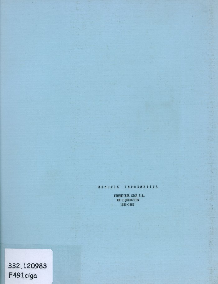 Imagen de la cubierta de Financiera Ciga S.A. en liquidación 1983-1989