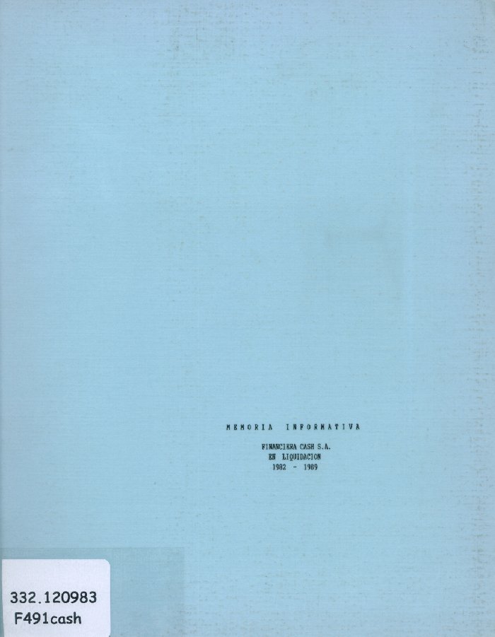 Imagen de la cubierta de Financiera Cash S.A. en liquidación 1982-1989