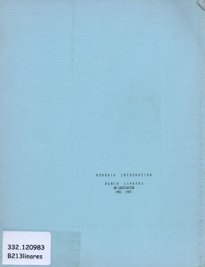 Imagen de la cubierta de Banco Linares en liquidación 1982-1989