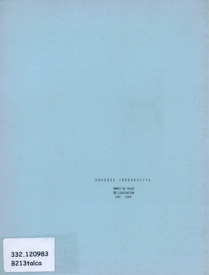 Imagen de la cubierta de Banco Talca en liquidación 1982-1989