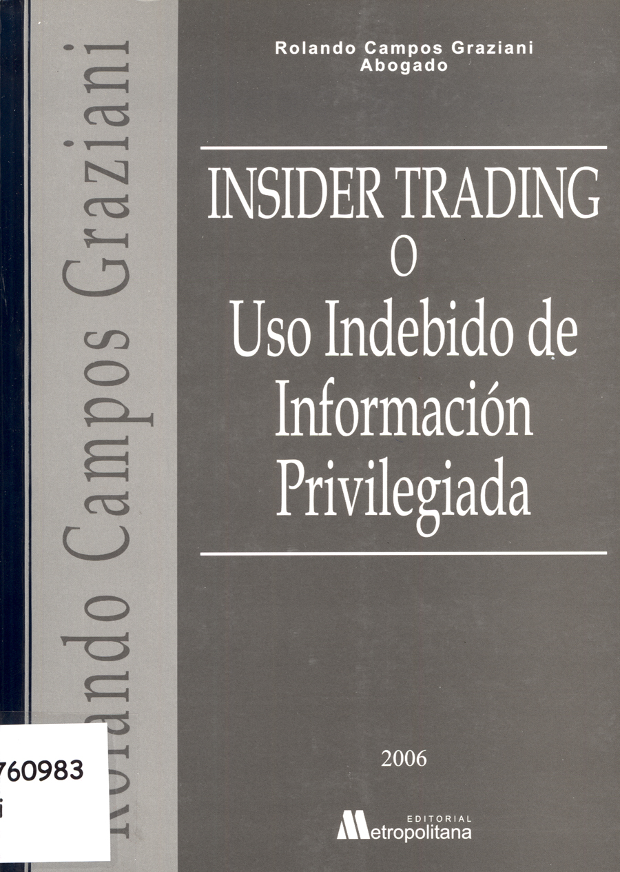 Imagen de la cubierta de Insider trading o uso indebido de información privilegiada