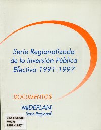 Imagen de la cubierta de Serie regionalizada de la inversión pública efectiva 1991-1997