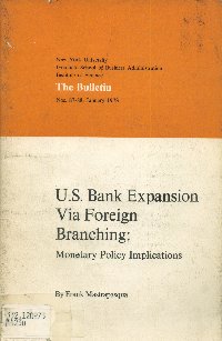 Imagen de la cubierta de U.S. bank expansion via foreign branching.