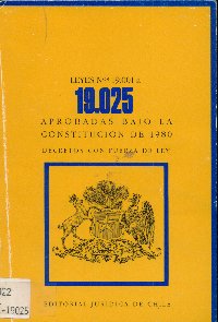 Imagen de la cubierta de Leyes Nº 19.001 a 19.025, aprobadas bajo la constitución de 1980.