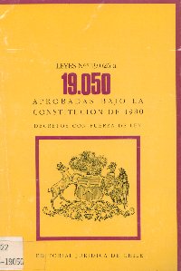 Imagen de la cubierta de Leyes Nº 19.026 a 19.050. Aprobadas bajo la constitución de 1980.